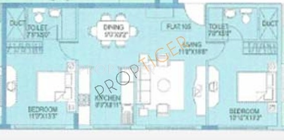 Floor Plan (2BHK+2T) Donata Marvel Floor Plan (2BHK+2T)