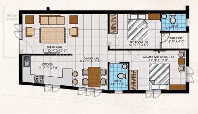 JMV The Opulence (2BHK+2T (1,046 sq ft) 1046 sq ft)