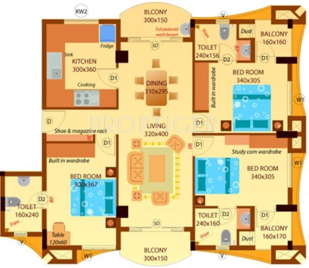 Heera Blue Berry (3BHK+3T (1,627 sq ft) 1627 sq ft)