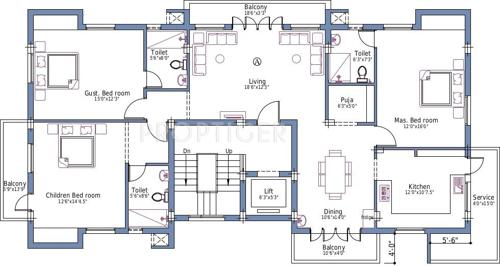  Krishna (3BHK+3T (2,154 sq ft)   Pooja Room 2154 sq ft)