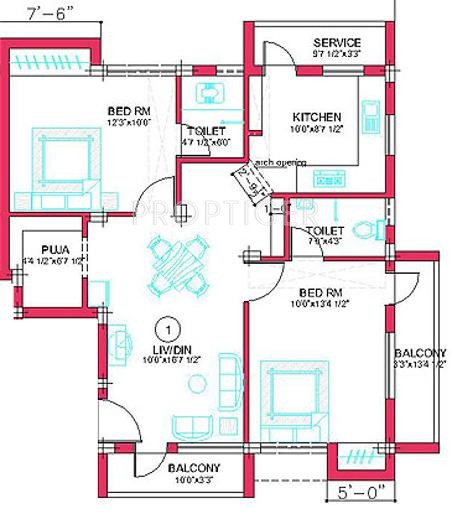 Sri Varu (2BHK+2T (1,051 sq ft)   Pooja Room 1051 sq ft)