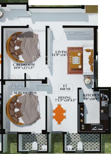 The Nest Arpana (2BHK+2T (840 sq ft) 840 sq ft) The Nest Arpana (2BHK+2T (840 sq ft) 840 sq ft)