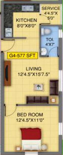 Repute Honest (1BHK+1T (577 sq ft) 577 sq ft)