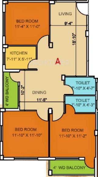 Joy Monika (3BHK+2T (1,350 sq ft) 1350 sq ft)