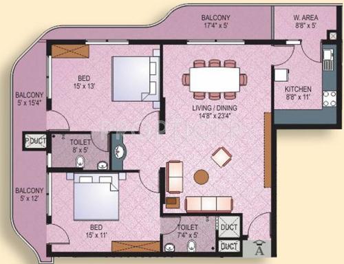 Shalimar Liverpool (2BHK+2T (1,448 sq ft) 1448 sq ft)