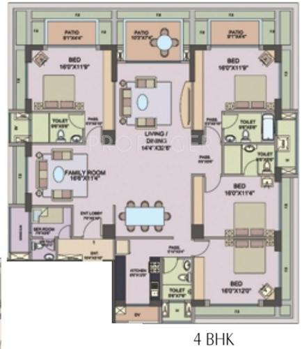 Vijay Associates Wadhwa Solitaire Apartment Floor Plan (4BHK+4T)