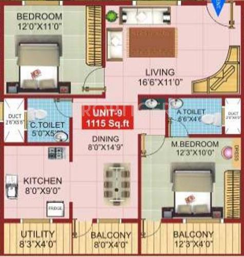 Sri Sai Venkateshwara Developers Nisarga (2BHK+2T (1,115 sq ft) 1115 sq ft)