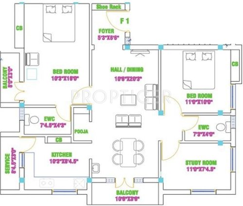 Vinod Malliah (2BHK+2T (1,230 sq ft) + Study Room 1230 sq ft)
