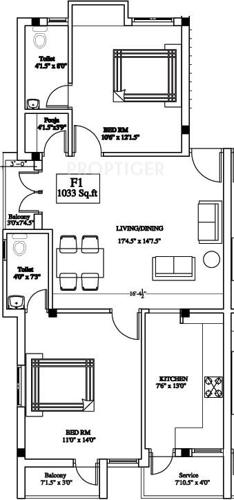 Vinod Anandam (2BHK+2T (1,033 sq ft) 1033 sq ft)