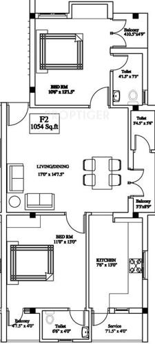 Vinod Anandam (2BHK+2T (1,054 sq ft) 1054 sq ft)