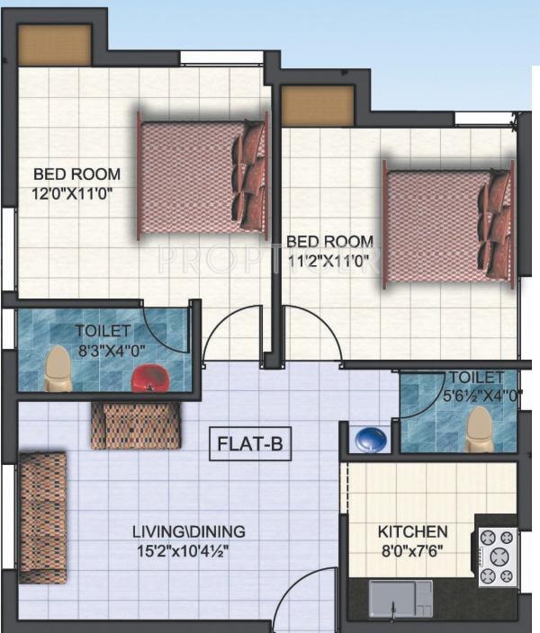 Capital Palm Crest (2BHK+2T (804 sq ft) 804 sq ft)