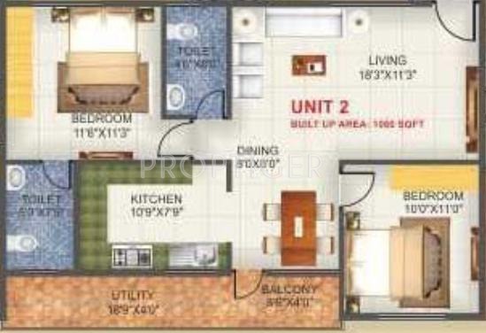 Bhagwan Elite (2BHK+2T (1,060 sq ft) 1060 sq ft)