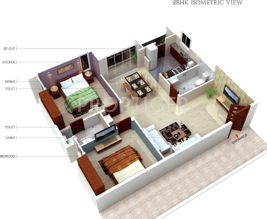 Pace Pace Pantheon Floor Plan (2BHK+2T)