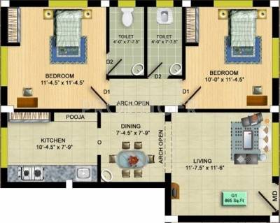 Authentic Ashvar Lotus (2BHK+2T (885 sq ft) 885 sq ft)