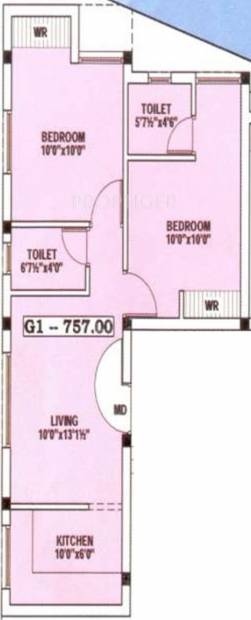 Avenue Avenue Lilly (2BHK+2T (757 sq ft) 757 sq ft)