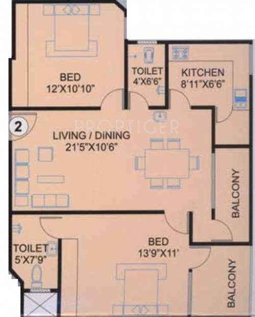 Moghal Moghal Meadows (2BHK+2T (885 sq ft) 885 sq ft)