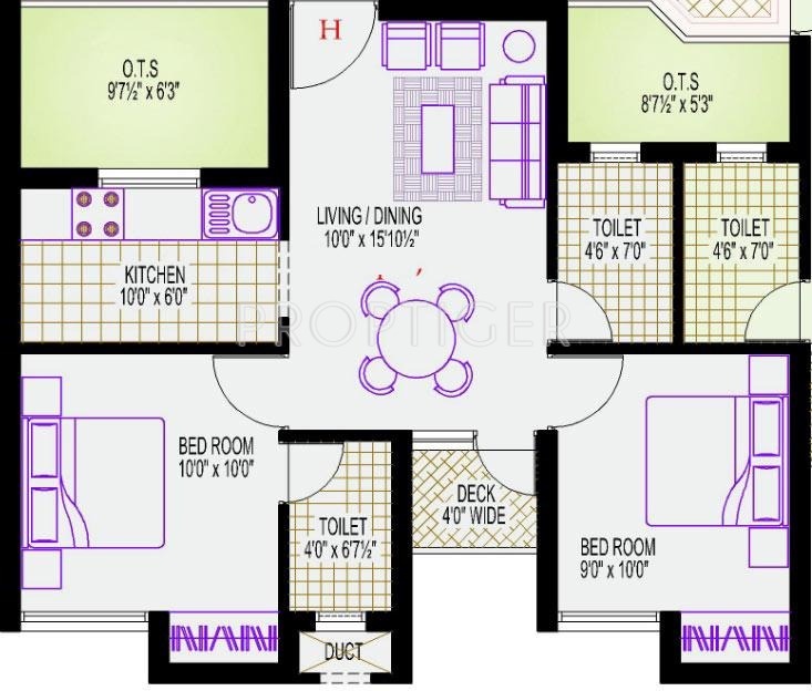 Vijay Infiniti (2BHK+3T (726 sq ft) 726 sq ft)
