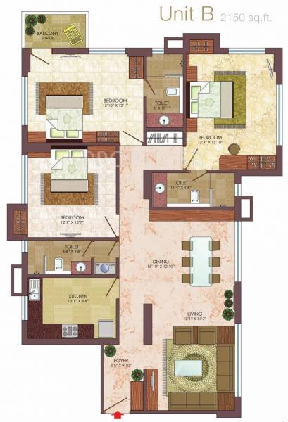 Multicon Estelle (3BHK+3T (2,150 sq ft) 2150 sq ft)