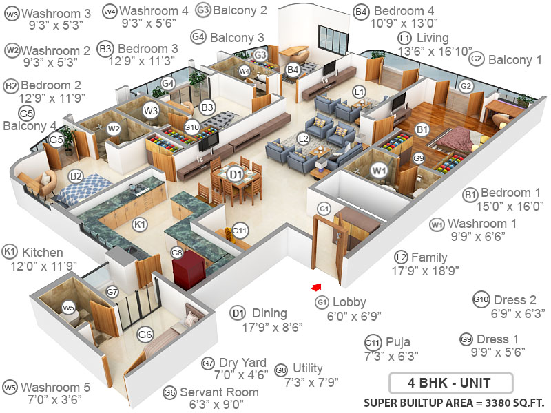 3DFloorPlan of Machani Svasa Homes