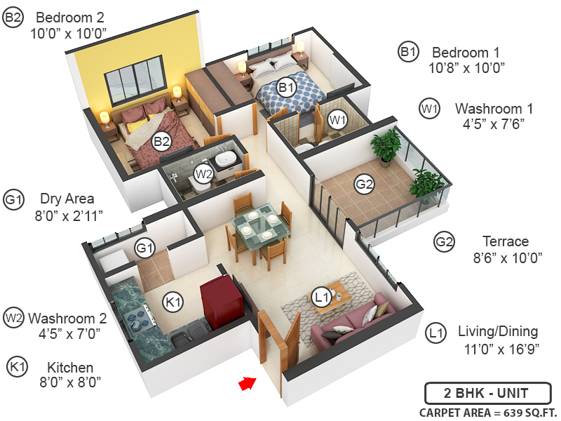 3DFloorPlan of Pristine Equilife Homes Phase III