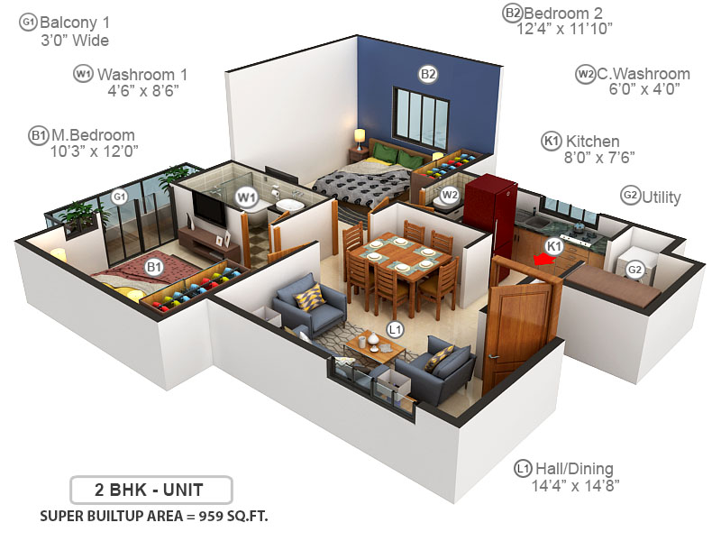 3DFloorPlan of Laksh Royal Manor