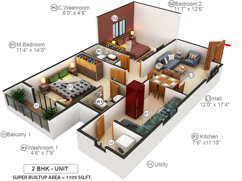 3DFloorPlan of Laksh Royal Manor