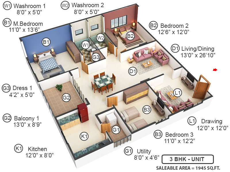 3DFloorPlan of Modi Greenwood Heights