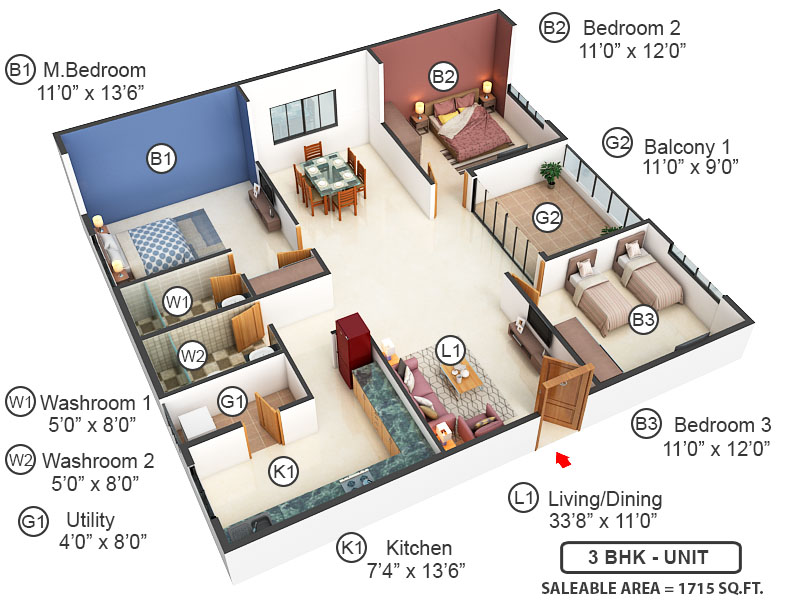 3DFloorPlan of Modi Greenwood Heights