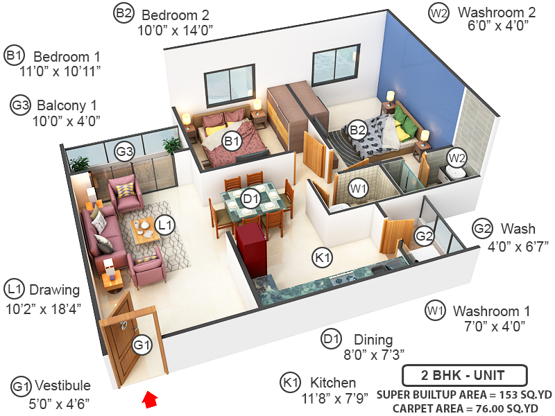 3DFloorPlan of Siddharth Xclusive