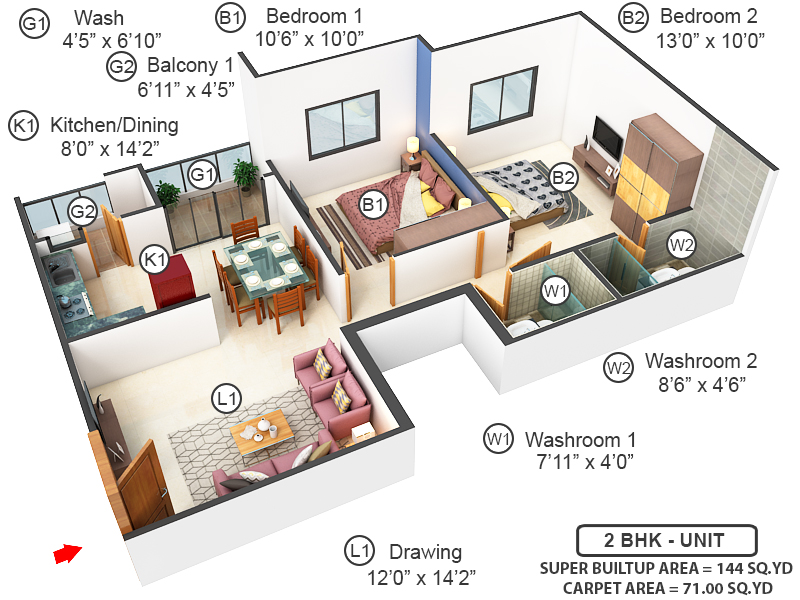 3DFloorPlan of Siddharth Xclusive