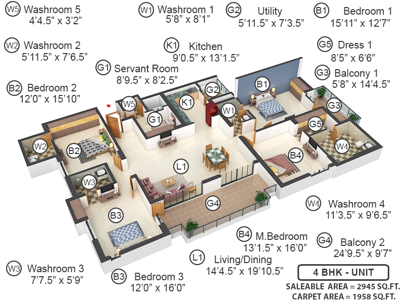 3DFloorPlan of Eiffel Vivassa Estate Phase 2