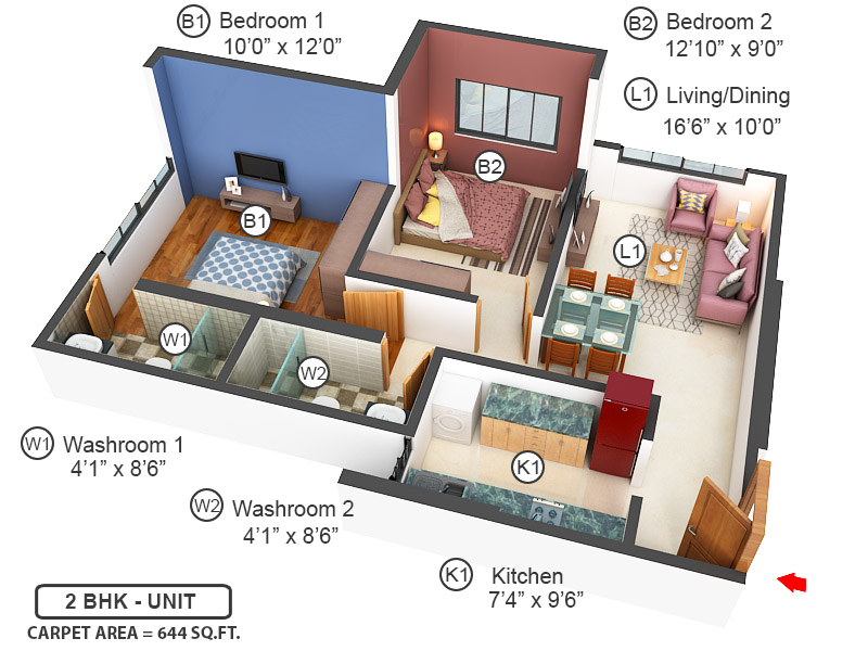 3DFloorPlan of Shreeji Paradise