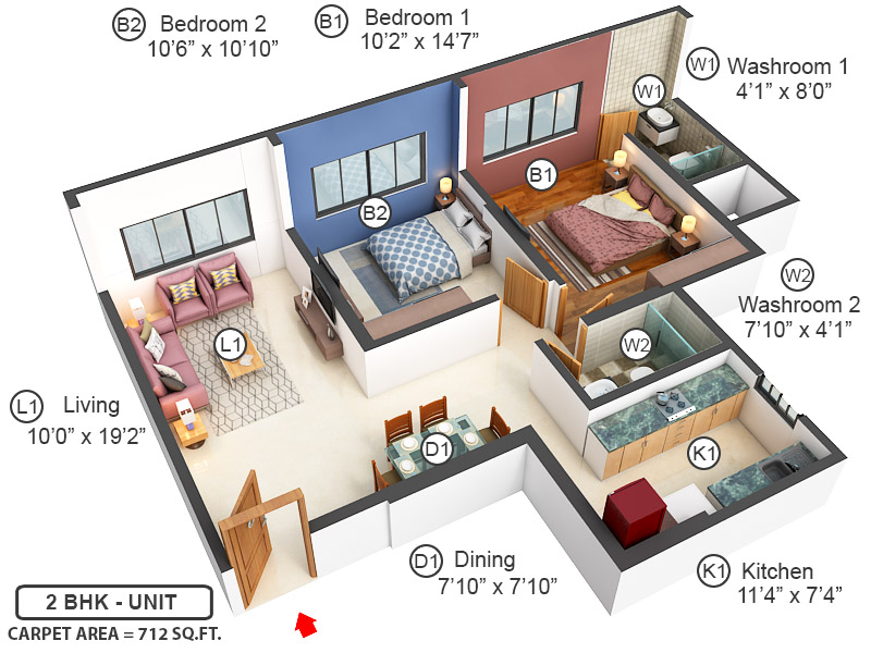 3DFloorPlan of Shreeji Paradise