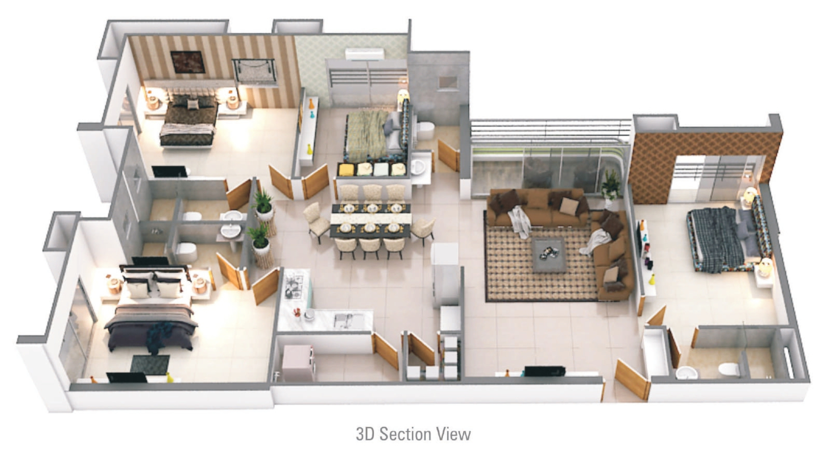 3DFloorPlan of Soham Residency Phase II Building A And F