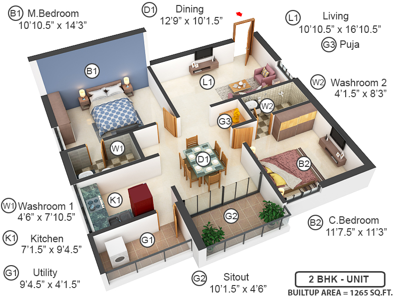 3DFloorPlan of Concrete Avasa