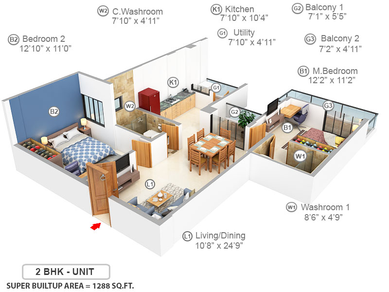 3DFloorPlan of SBR Keerthi