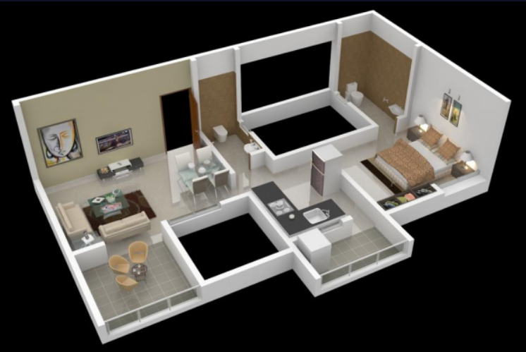 3DFloorPlan of Blue Pearl 18 Casita