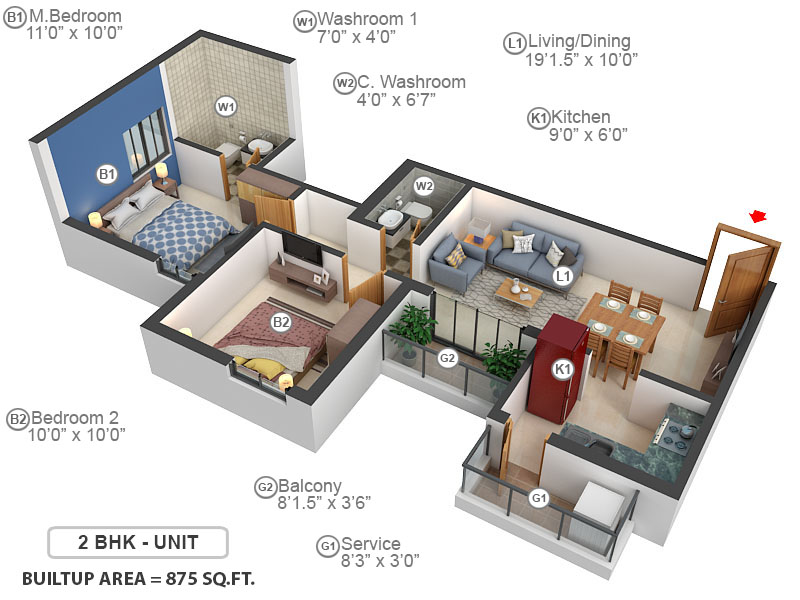 3DFloorPlan of GP Homes Flora Diamond