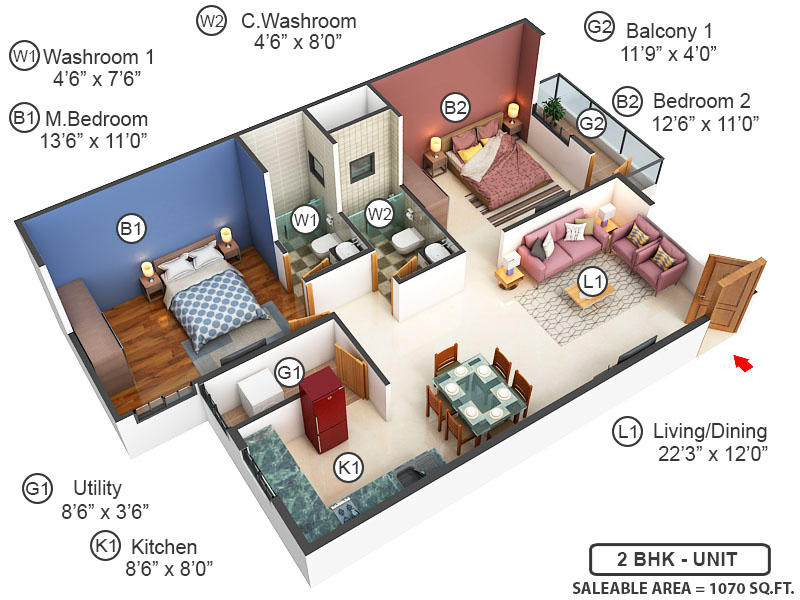 3DFloorPlan of Sai Krupa