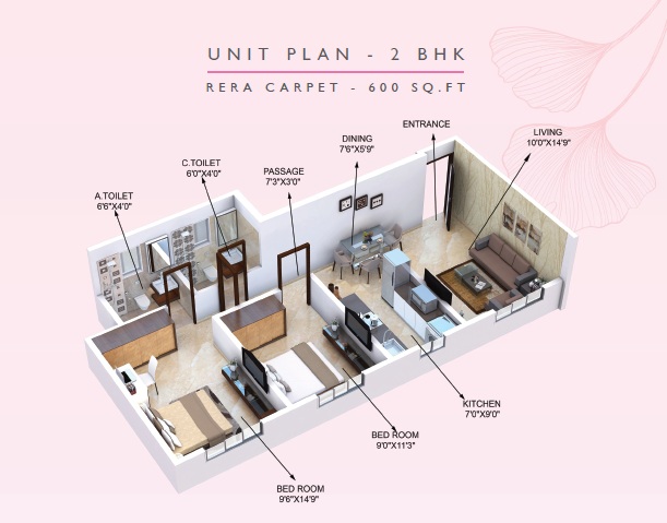 3DFloorPlan of Gurukrupa Devam Majesty