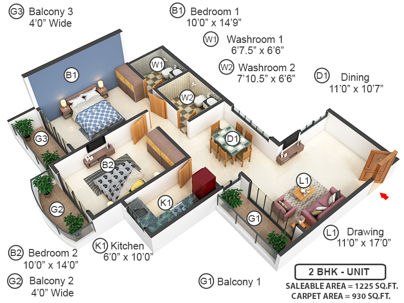 3DFloorPlan of Sai Ratan Prestige