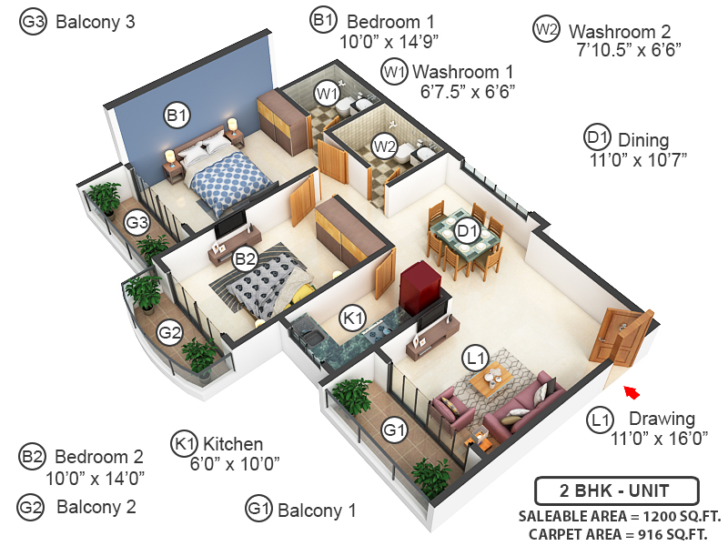 3DFloorPlan of Sai Ratan Prestige