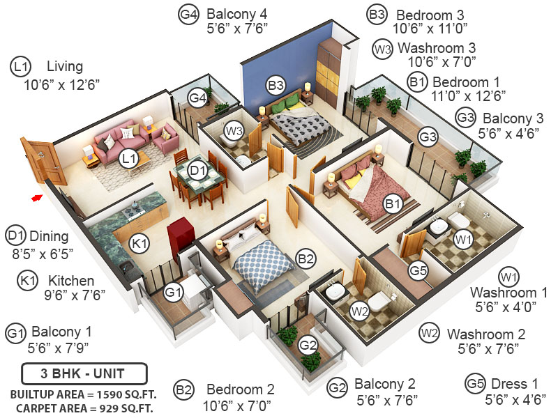 3DFloorPlan of Irish Pearls