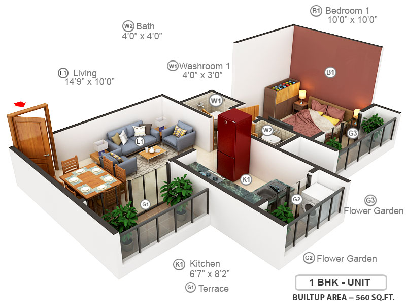 3DFloorPlan of Navkar City Phase 1 And 2