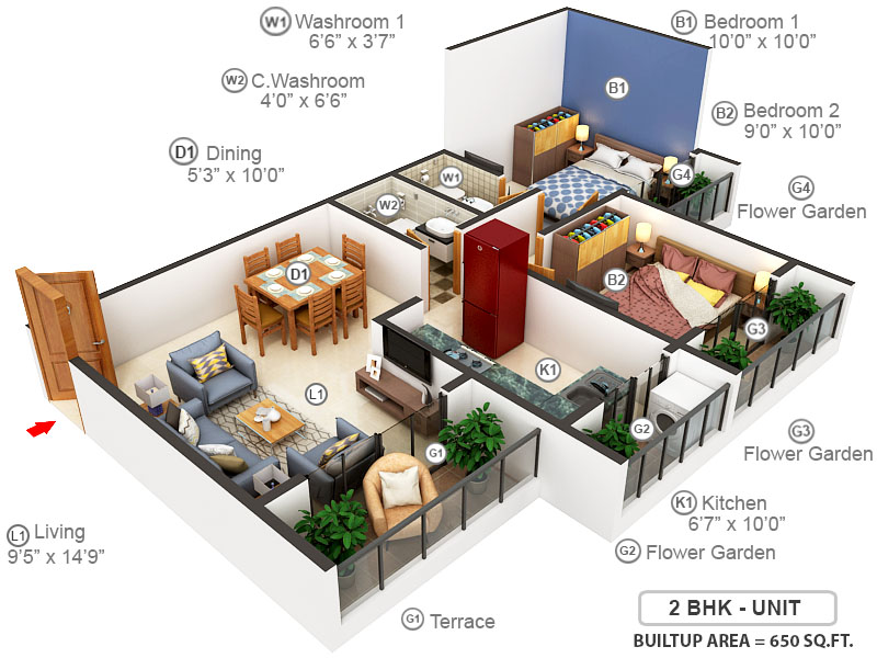 3DFloorPlan of Navkar City Phase 1 And 2