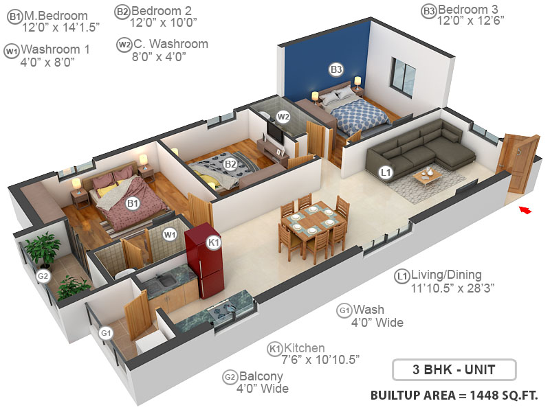 3DFloorPlan of Ananda Urbansdale