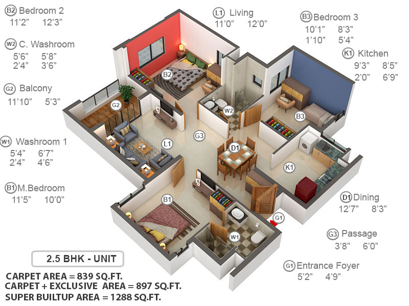 3DFloorPlan of Brigade Xanadu Phase 2