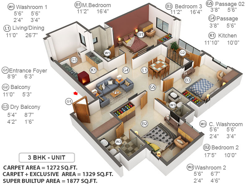 3DFloorPlan of Brigade Xanadu Phase 2