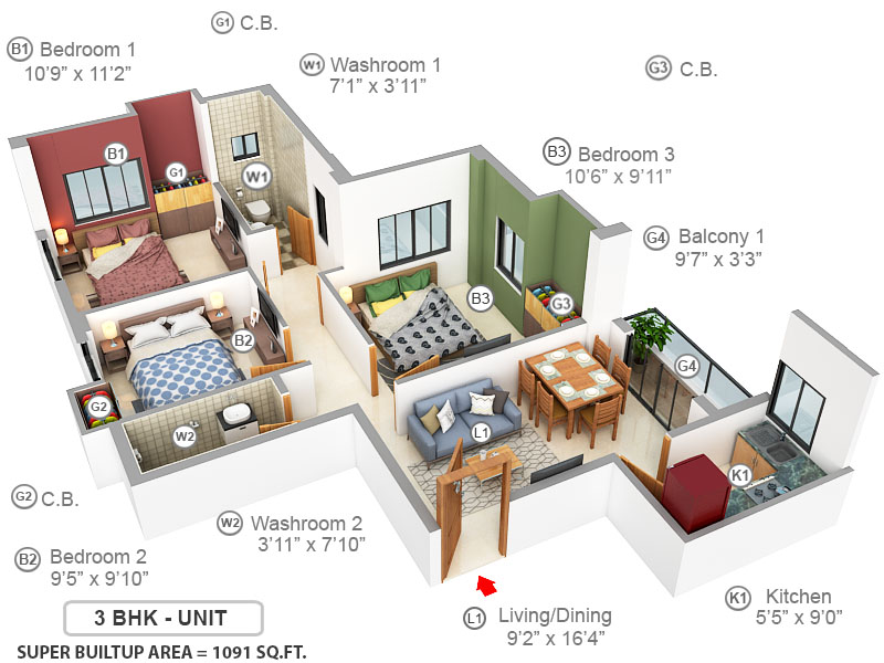 3DFloorPlan of Surya Heights