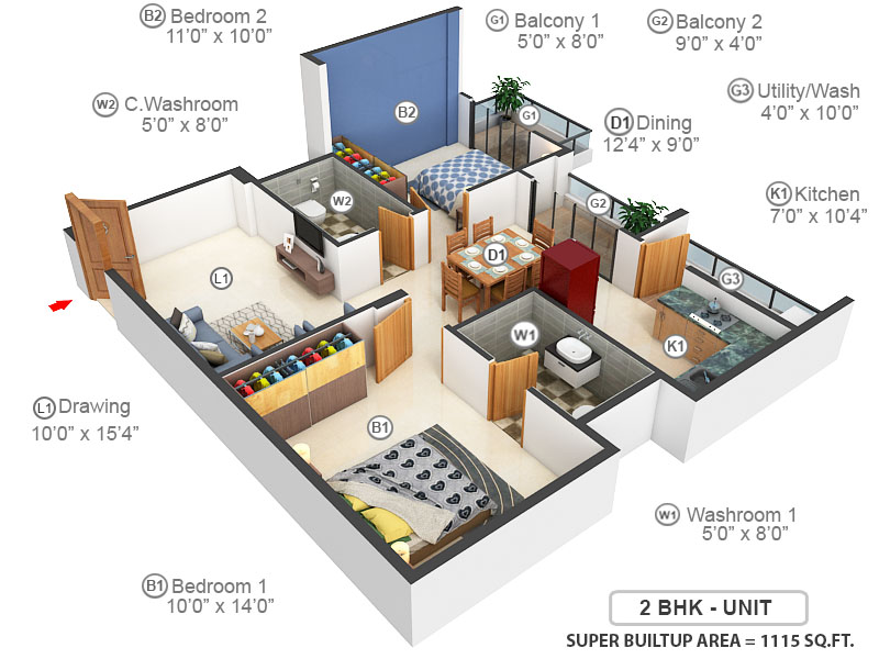 3DFloorPlan of Vaishno Lotus